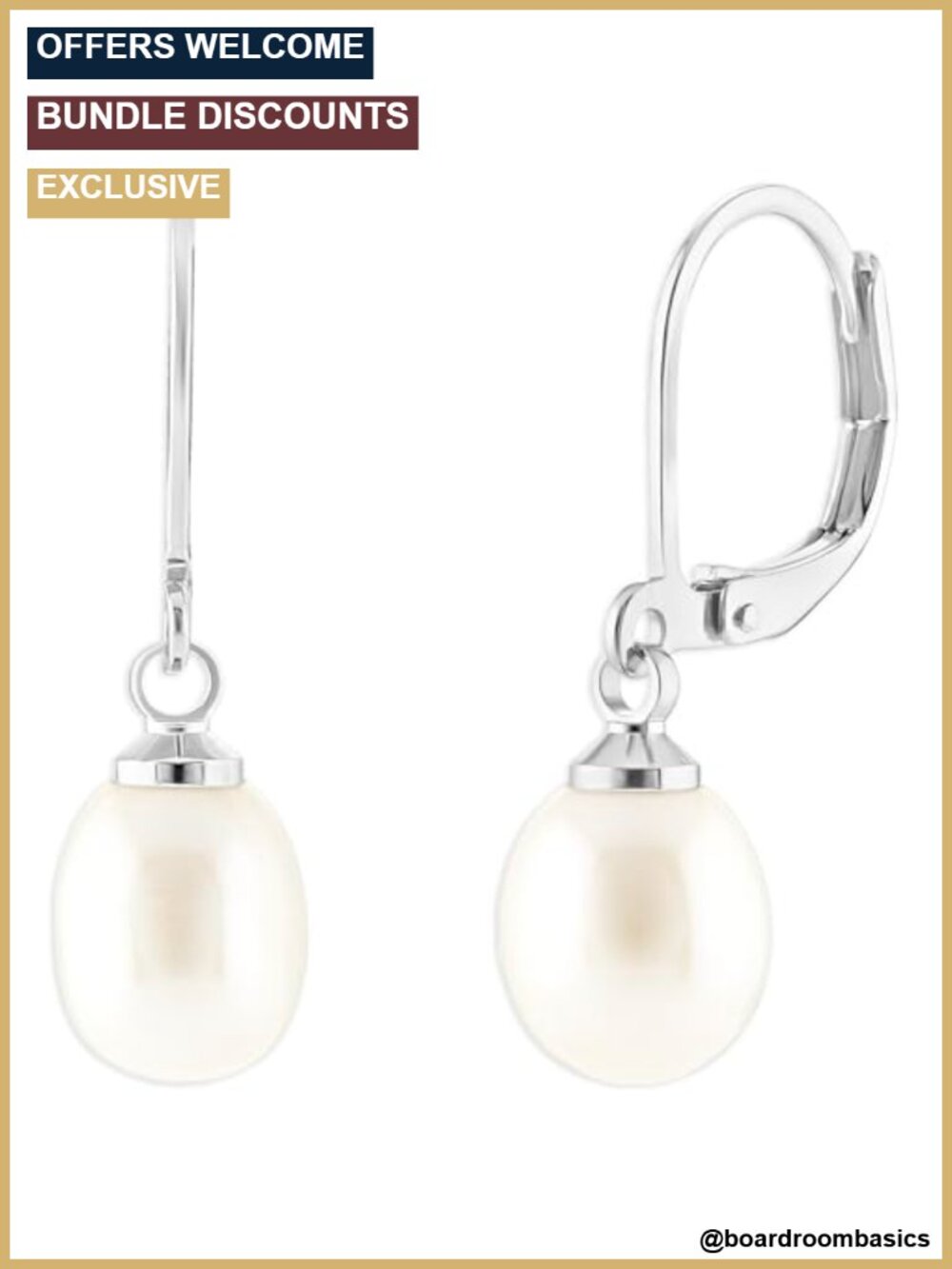 9mm Freshwater Pearl Drop Earrings Sterling Silver Leverback
